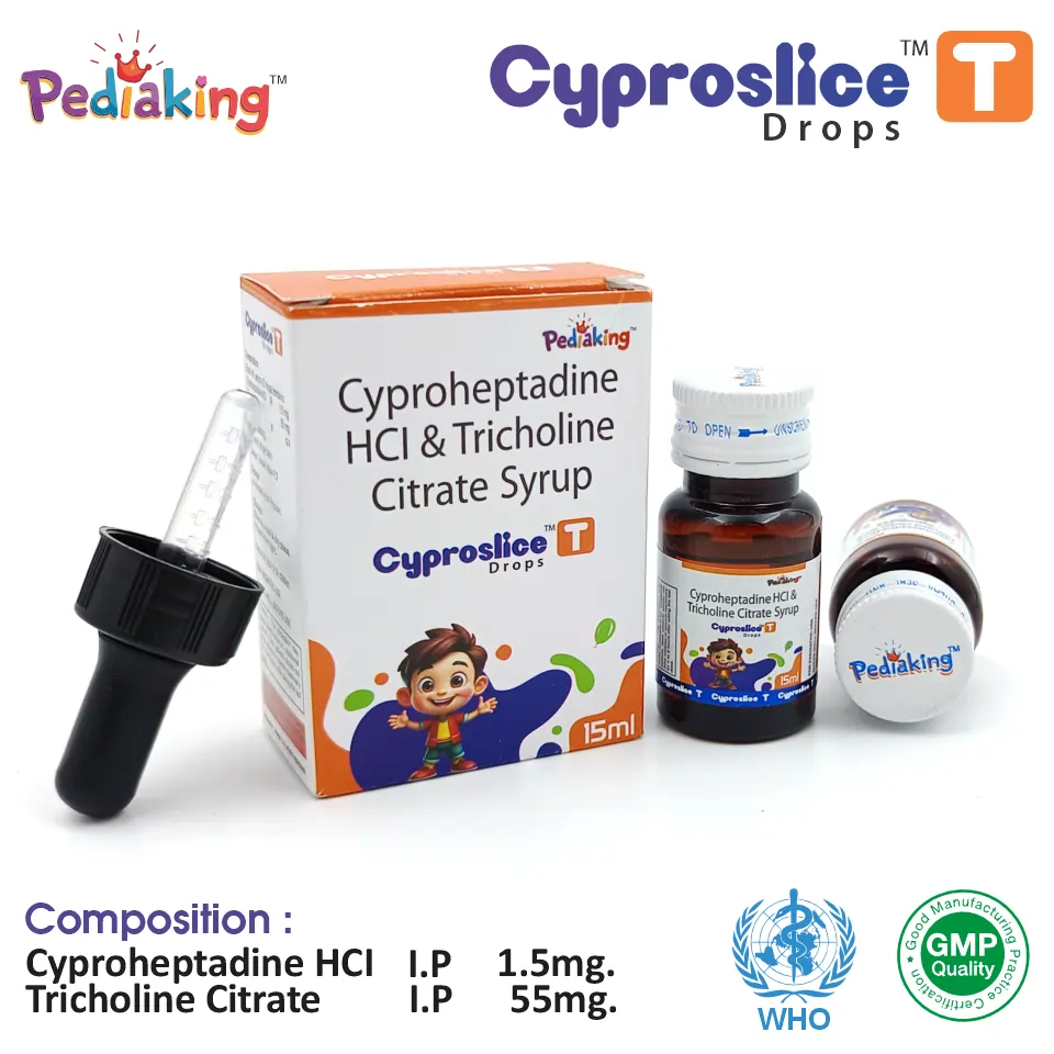 Cyproheptadine 1.5mg + Tricholine Citrate 55mg drop best price for pharma franchise